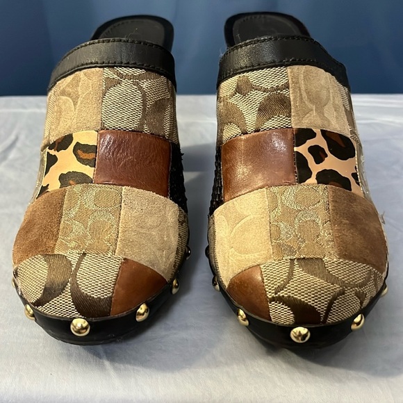 Coach Patchwork Studded Mules - Picture 1 of 9